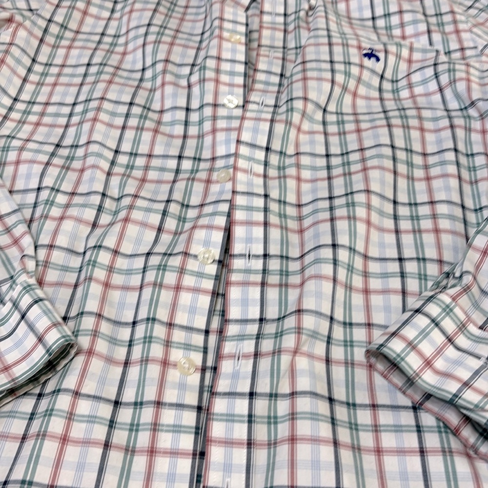 Like New! Brooks Brothers windowpane Reg Fit Dress Shirt Non-Iron Size Medium - Picture 6 of 7